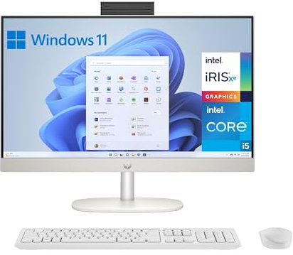 HP All-in-One 24-cr0117ns - Ordenador de sobremesa 23,8 Full HD con cámara, Teclado y ratón inalámbricos (Intel Core i5-1335U, 16GB RAM, 512GB SSD, Windows 11 Home) Blanco