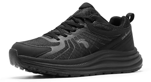 Men's Orthopedic Waterproof Wide Running Shoes: Arch Support Arthritis Plantar Fasciitis Orthotic Hammer Toes High Instep Walking Shoes, Swollen Fit Driving Hiking Trail Sneakers Black Size 9.5