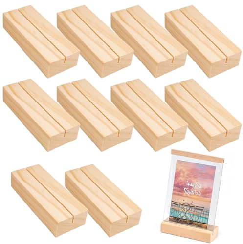 10 Stück Holz Kartenhalter, Tischkartenhalter Holz, Postkartenhalter Fotohalter für Hochzeiten, Menükartenhalter aus Holzs, Tischkartenhalter Buchenholz für Hochzeiten, Restaurants, Bankette und Party
