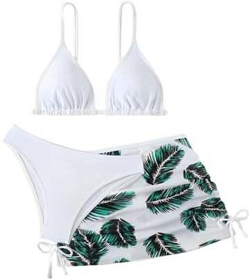 LYZOURBB Girls 3PCs Swimsuit Costume Bathing Suits Bikini Set | Teen Girls Bikini Set with Floral Cover Up for 8-13Years