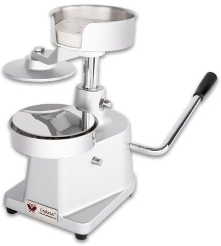 Beeketal 'BPP-4P' Hamburgerpresse Patty Maker für 13 cm Hamburger Patties | Profi Burgerpresse aus Alu und Edelstahl mit rutschfesten Gummifüßen | Inkl. 500 Stück Antihaft Trennblätter