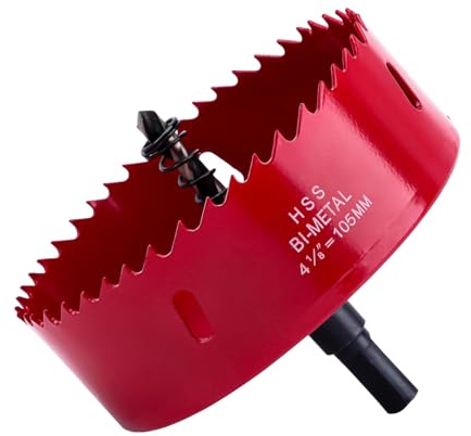 Hålsåg 105 mm, hålcirkelsåg med sexkantsaxel och borrborrsats borrkronor för trä, riggips, gips, plast, universal HSS M42 bi-metallhålsågar (105 mm)