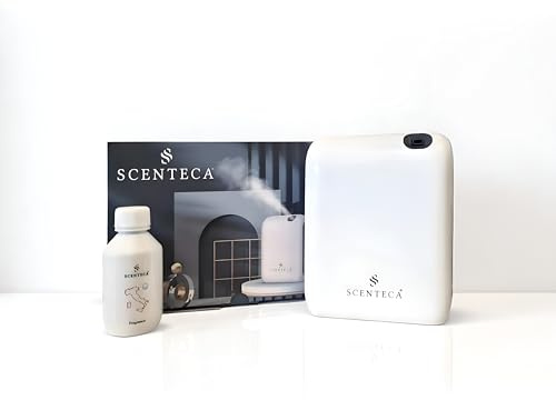 SCENTECA Elektrischer ätherischer Öl-Diffusor AD-P1, Duft Summer Scent 100 ml inklusive, wasserlose Vernebelung, App-steuerbar, Abdeckung bis zu 50 m²