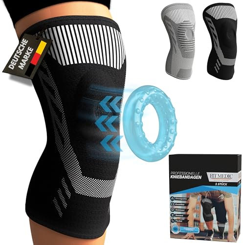 FIT MEDIC® Kniebandage I Premium Bandage Knie Stützend & Flexibel I Ideal für Sport & Alltag I Unisex Kniekompression für Kniegelenk Arthritis Meniskus Bandage zur Stabilisierung & gegen Verletzungen