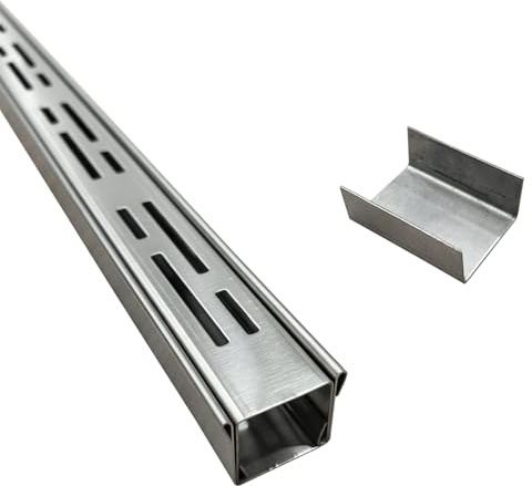 SXSJMY Piccolo Canaletta Scolo Acqua Piovana Acciaio Inox 304, Largo 3,5 cm, Lungo 1 m - Canalina Lineare per Terrazza, Piscina, Marciapiede - Kit con Griglia di Scolo e Connettore