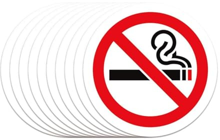 10 Stück Aufkleber Rauchen Verboten,Rauchen Verboten Aufkleber,Durchmesser 8 cm,Rauchen Verboten Schild,für Außen-und Innenbereich Verbotszeichen Rauchen Nicht erlaubt Zigaretten Nicht
