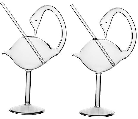 KICHOUSE Bicchieri Da Cocktail Trasparenti a Forma Di 178ml in Vetro, Set 2 Pezzi Per Feste, Bar e Uso Domestico