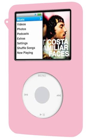 Silikongummiskydd MP3-spelare fodral för Apple iPod Classic 5:e / 6:e / 7:e generationen tjocka modeller (rosa)