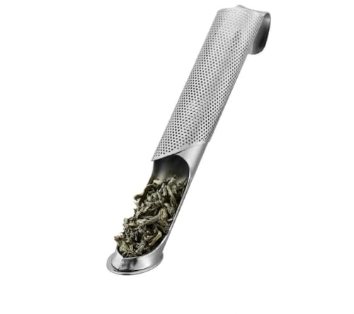 GEFU T-STICK Teefilter - Edelstahl Teesieb für Losen Tee & Gewürze | Feingelochtes Brühsieb mit Schiebemechanismus, stabiler Tassenhalterung und spülmaschinenfestem Material aus Edelstahl
