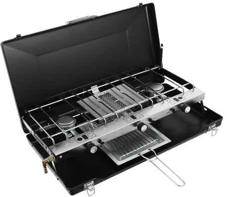 Hornillo de camping de 3 quemadores de gas, cocina portátil, propano, butano