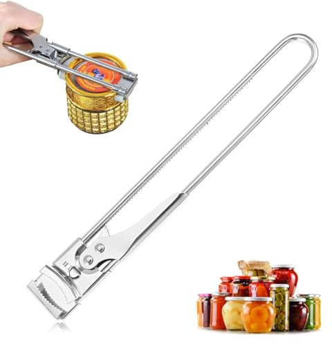 GXGM 1 Stück Edelstahl Deckelöffner,Extralanger Hebel, Sehr Rutschfest,Verstellbar,Multifunktional, Glas- & Schraubdeckelöffner,Verstellbare Öffnungshilfe,Optimiertes Design für Senioren