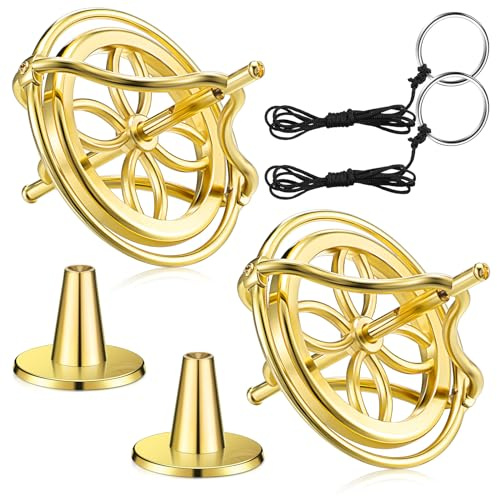 Skylety 2 Metall Gyroskop Kreisel Balance Physik Spielzeug Physikalisches Spinnen Spielzeug Planeten Kreisel für Weihnachten Bildungs Geburtstags Geschenke(Gold)