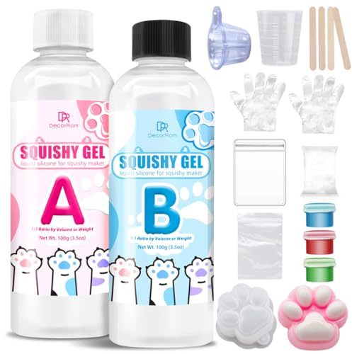 DecorRom Flyktig silikon för Taba Squishy DIY-kit, 200 g, supermjuk flytande silikonblandning, för kattälskare, hamsterälskare