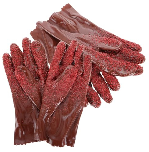 Kisangel 2 Pairs Reusable PVC Plumber's Work Gloves with Anti-slip Grip Heavy Duty Drain Cleaning Safety Gloves for Men and Women Chemical Resistant Hand Protection