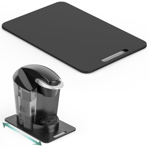 ANBOXIT Metal Appliance Slider, Sliding Tray for Coffee Maker,360° Effortless Movement,Small Appliance Rolling Tray for Counter, Coffee Pot Slider, Deep - Medium (14.5D x 9.5W)
