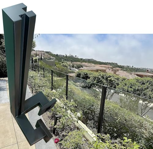 Palo per ringhiera per recinzione con pannello in vetro, sistema di ringhiera per balcone con kit di installazione completo, pilastro per guardrail ad altezza personalizzata, 116,8 cm