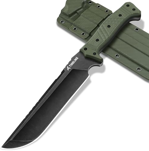 Machete Scharf Echt Buschmesser: Groß Macheten Garten Feststehende Klinge, Survival Messer Bushcraft Überlebensmesser, Grüner Griff