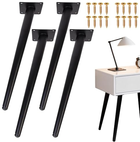 Aoyfuwell Möbelfüße 40cm Schwarz, 4 Stück Metallfüße，60kg Traglast pro Fuß | Hochwertiger Stahl,Hohe Tragfähigkeit,für Schrank Couch Tisch,Schrägform Beine mit Gummifüßen, Ersatzfüße für DIY Möbel