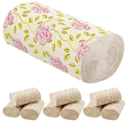 Toyvian 10 Pezzi di Carta Igienica in Polpa di Bambù Design Elegante a Rose, Carta Multipurpose per Casa e Classe, Esperienza di Pulizia Avanzata