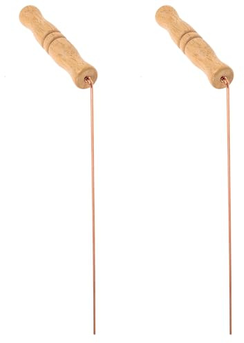 LALAFINA Lot de 2 Set de Baguettes de Sourcier en Cuivre Pur Manche en Bouleau, Dispositif de Détection de Métaux Précis, Outils Légers pour Chasse aux Fantômes, Radiesthésie et