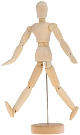 MINAOLULUS 4 Stück Beweglicher Holzpuppen mit Gelenken 11,4cm bis 20cm Holzfarbe Kunstskizzenmodell für Künstler Holzdekoration und Bastelbedarf
