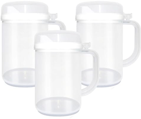 Lot de 3 petits pichets en plastique avec couvercle et poignée pour l'apprentissage précoce des enfants sans danger pour les enfants facile à verser pour l'eau le lait et les jus en salle de class