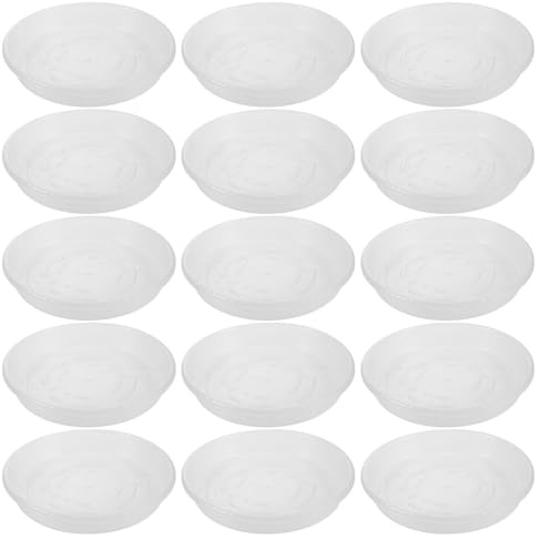 MINAOLULUS 25 Bandejas Transparentes para Macetas Redondas, Platillos de Plástico Diámetro 12.5 Cm, Bandejas Recolectoras de Agua para Plantas de Interior y Exterior, Soporte Ligero
