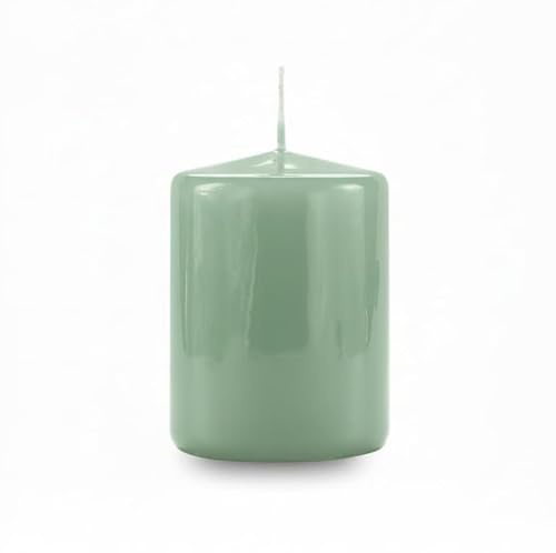 Cereria Di Giorgio - Lackerat vaxljus - Grå Grön Färg - Diameter 7 cm Höjd 10 cm - Livslängd 55 timmar - Med Presentpåse - Hantverk