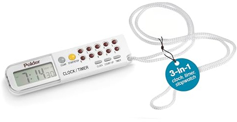 Polder Combination Clock, Timer and Stopwatch with Large, Easy-to-Read Digital Display, White
