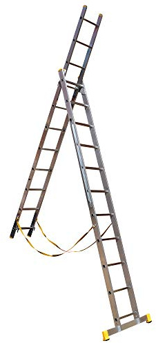 Trade Master Pro® 2 Section Stair Combi-All-in-One Extension Ladder, Step Ladder & Free Standing Ladders | Lightweight Aluminium | 150kg Weight Rating | EN131 Certified | Size: 2x11