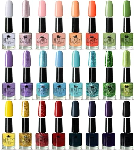 beauty4britain Nail Polish Set - 24 Modern Colours (12ml Each) - Nail Lacquer Collection in Elegant Floral Box Long-Lasting Shine Gift Set