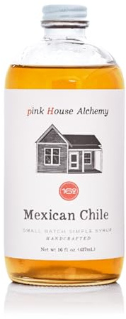 Pink House Alchemy Mexican Chile Simple Syrup 16 OZ Bottles for Coffee, Cocktail, Mocktail, Non Alcoholic Drinks, All-Natural, Non-GMO (MC 1)