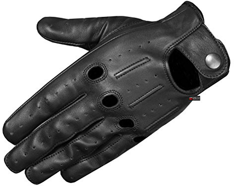 Jackets 4 Bikes Transporter Driving Gloves for Men Women, Genuine Lambskin Leather, Touchscreen - Soft Unlined Aniline,Ventilated Black M