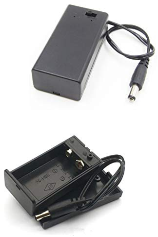 9V PP3 Battery Clip Project Box Enclosure Holder ON/OFF Switch With DC Plug 5.5 x 2.1mm - LF602 SBH-9V by Hayatec