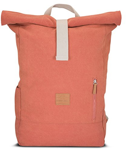 Johnny Urban Sac à dos Rolltop Femme & Homme Rouge - Adam Large - Backpack Voyage & Travail - Ordinateur Portable 15.6'' - Toile de Coton - Résistant à l'eau