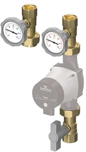 Meibes Circontrol C + R 1 Pumpen-Absperr- und Rücklaufset mit Rückflussverhinderer im Rücklauf M61127.1