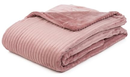 Gözze - Kuschelweiche Wohndecke in Cord Optik, 1620g/Stück, 150 x 200 cm - Altrosa