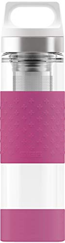 SIGG Hot & Cold Glass Thermo Trinkflasche (0.4 L), schadstofffreie und isolierte Trinkflasche, Thermo-Flasche aus Glas mit Silikonschutz
