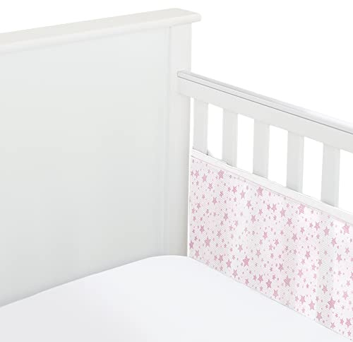 Breathable Baby - Manta de malla para cuna de dos caras, brillante, estrellas de color rosa