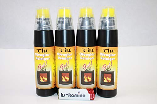 ** Set** Till Kaminglas Reiniger 4 Flaschen a. 200ml Gel mit Bürste