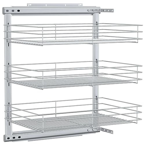 vidaXL Utdragbar inredning köksskåp 3 hyllor silver 47x35x56 cm