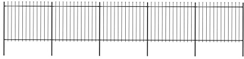 vidaXL Recinzione da Giardino con Punta a Lancia in Acciaio 892,5x150 cm Nero