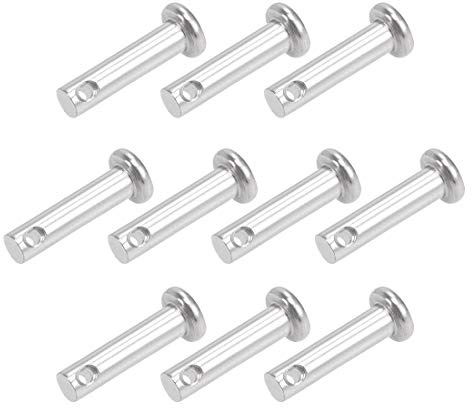 sourcing map 10 Stück Steckbolzen Einzelnlochmontage Gabelbolzen 5mm X 20mm Splintstift Flach Kopf aus 304 rostfreiem Stahl Verbindung