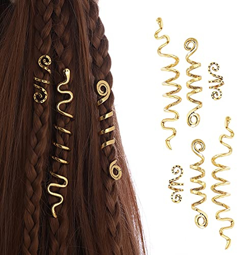 FRDTLUTHW Gold Snake Hair Jewelry for Braids, Halloween Hair Decoration, Dreadlock Accessories for Women(pack of 6)
