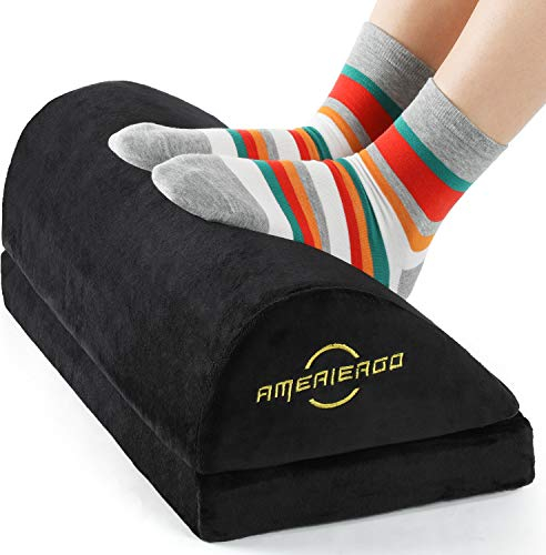 AMERIERGO Poggiapiedi da Scrivania in Schiuma, con 2 Altezze Opzionali, Cuscino per Casa e Ufficio, Nero, Ergonomico|Regolabile