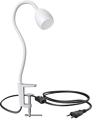 ledscom.de Klemmleuchte, Schwanenhals KLUK, Schalter, weiß matt, 1x GU10 max. 60W