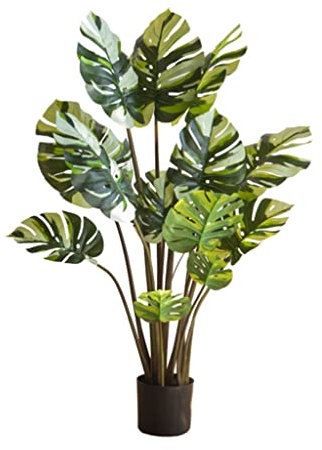 QHLOM Fake Plants Modern Fake Plants,Artificial Palm Plants Leaves,Faux White Brocade Turtle Back Leaf for Home Office Indoor Outdoor Decor Add Green Elements (Color : 55.1 b)