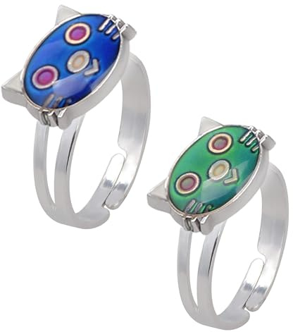 Carykon 2 st oval stämningsring retro stil justerbar fingerring för älskare vänner – en storlek passar alla