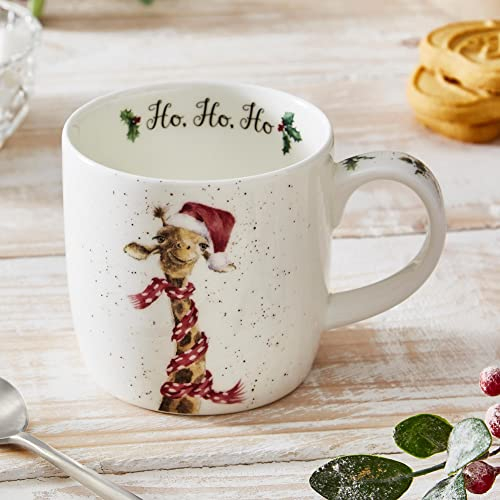 Wrendale Designs - Tazza Natale 'Ho, Ho, Ho' in Porcellana e Ceramica, Capacità 0,3 L