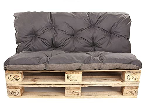 Palettenkissen Outdoor - Palettenkissen Set - Palettenkissen Set Indoor (Sitzkissen 120x60 +Rückenlehne 120x60, Anthrazit)